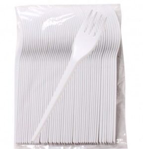 Krno Plastic White Large Fork - 50 Pcs